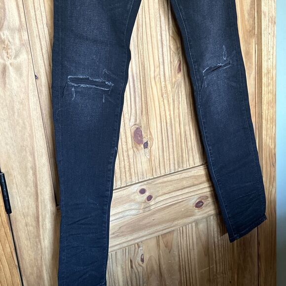 American Eagle Black Jeans Men's 30x36 Athletic Skinny‎ AirFlex Distressed NWT - Picture 2 of 10